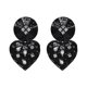 thumbnail image 1 of Pendientes de corazón de diamantes de imitación de mujer de moda aleación elegante decoración de joyería (negro), 1 of 2