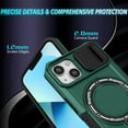 thumbnail image 3 of Case for iPhone 13, with Sliding Camera Cover, with Rotating Finger Ring Holder Magnetic Bracket Hybrid Hand Grip Protective Shockproof Phone Case Cover for iPhone 13 - Darkgreen, 3 of 10