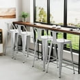 thumbnail image 3 of Alunaune 24" Metal Bar Stools Set of 4 Counter Height Barstools  Counter Stool Kitchen Bar Chairs Indoor Outdoor-Low Back, Distressed White, 3 of 18