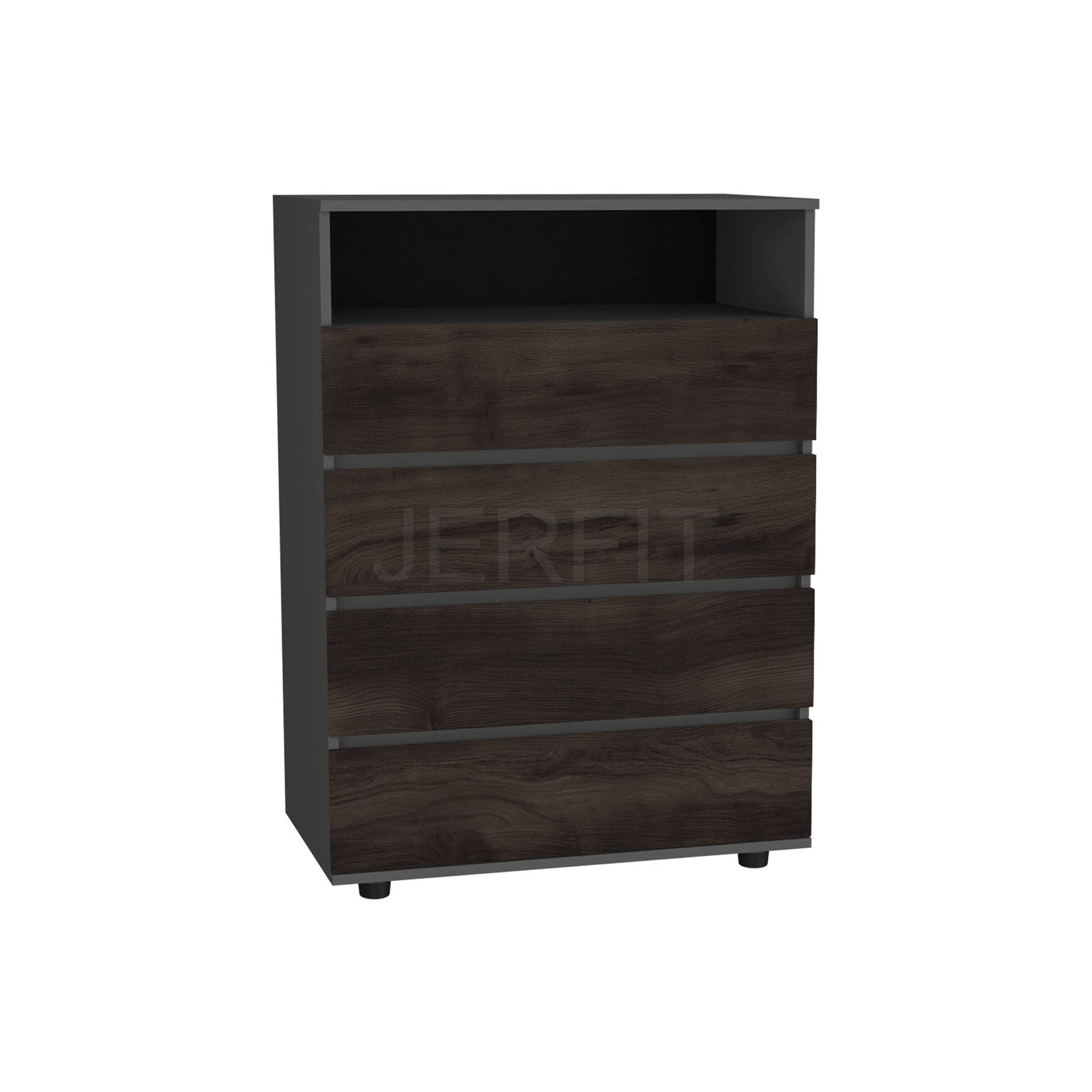 JERFIT 4-Drawer Dresser, Modern Gray Chest of Drawers with Large Storage, Compact Bedroom Furniture for Small Spaces