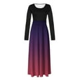 thumbnail image 4 of IROINNID Long Sleeve Dress for Women Print Colorful Long Dress Long Sleeve Round-Neck Printing Dresses,Purple, 4 of 5