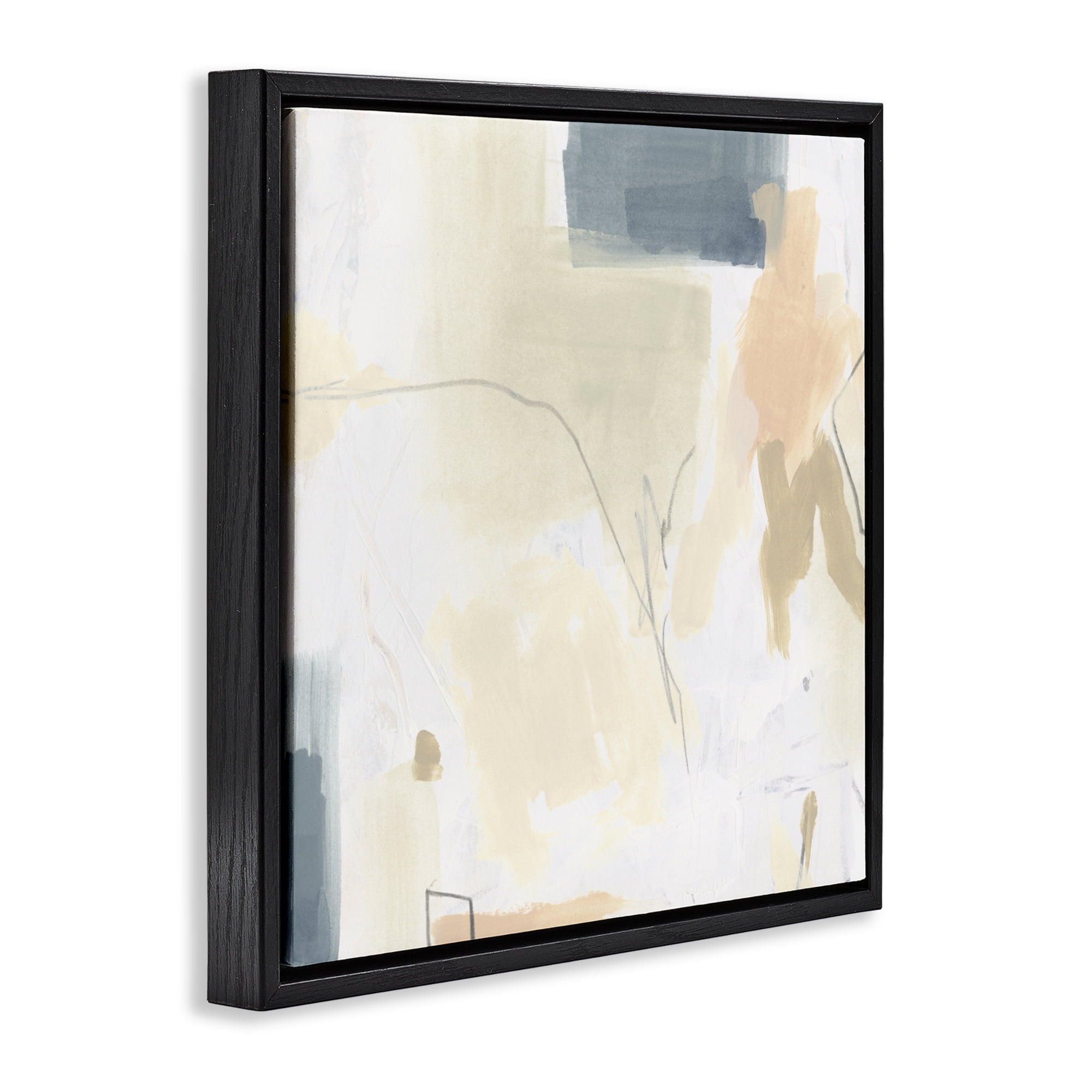 Stupell Industries Plaster Line Abstract Black Framed Floater Canvas Wall Art, design by June Erica Vess