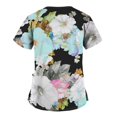 thumbnail image 3 of Scrub Top AAZJSS, talla grande, para mujer, manga corta, cuello en V, azul cielo, 3 of 5