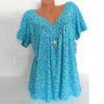 thumbnail image 1 of Chemises à Manches Courtes pour Femmes Hauts d'Été Tendance 2023 Grande Taille Manches Courtes Col en V Blouse Imprimée Pull, 1 of 6
