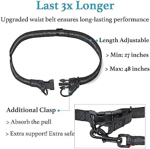 Retractable Hands Free Dog Leash - Dual Handle Bungee Waist Leash for Small, Medium and Large Dogs (Small, 8-25 lbs, Baby Blue)