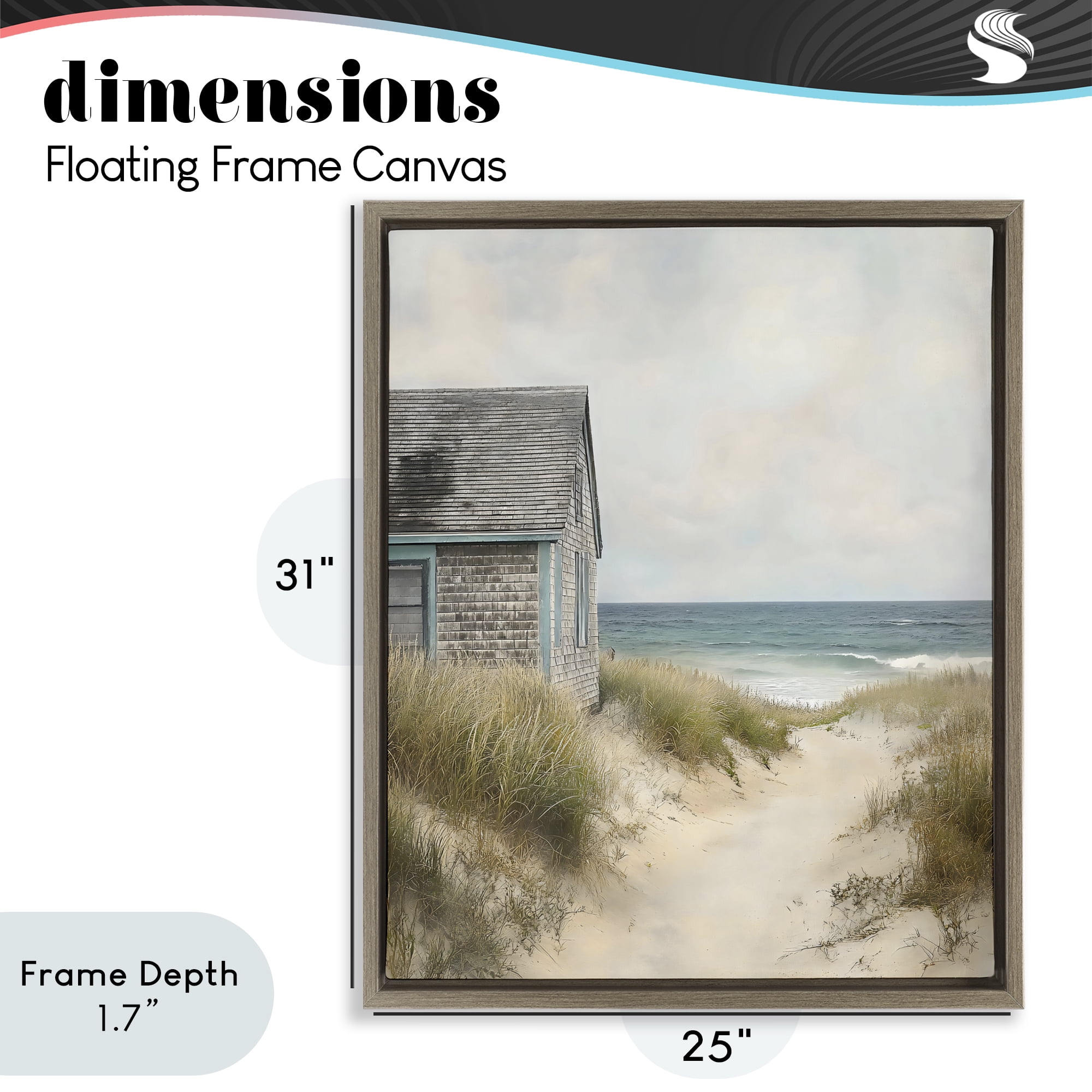 Stupell Industries Oceanfront Cottage on Dune Path Brown Framed Floater Canvas Wall Art, design by Creative Studio