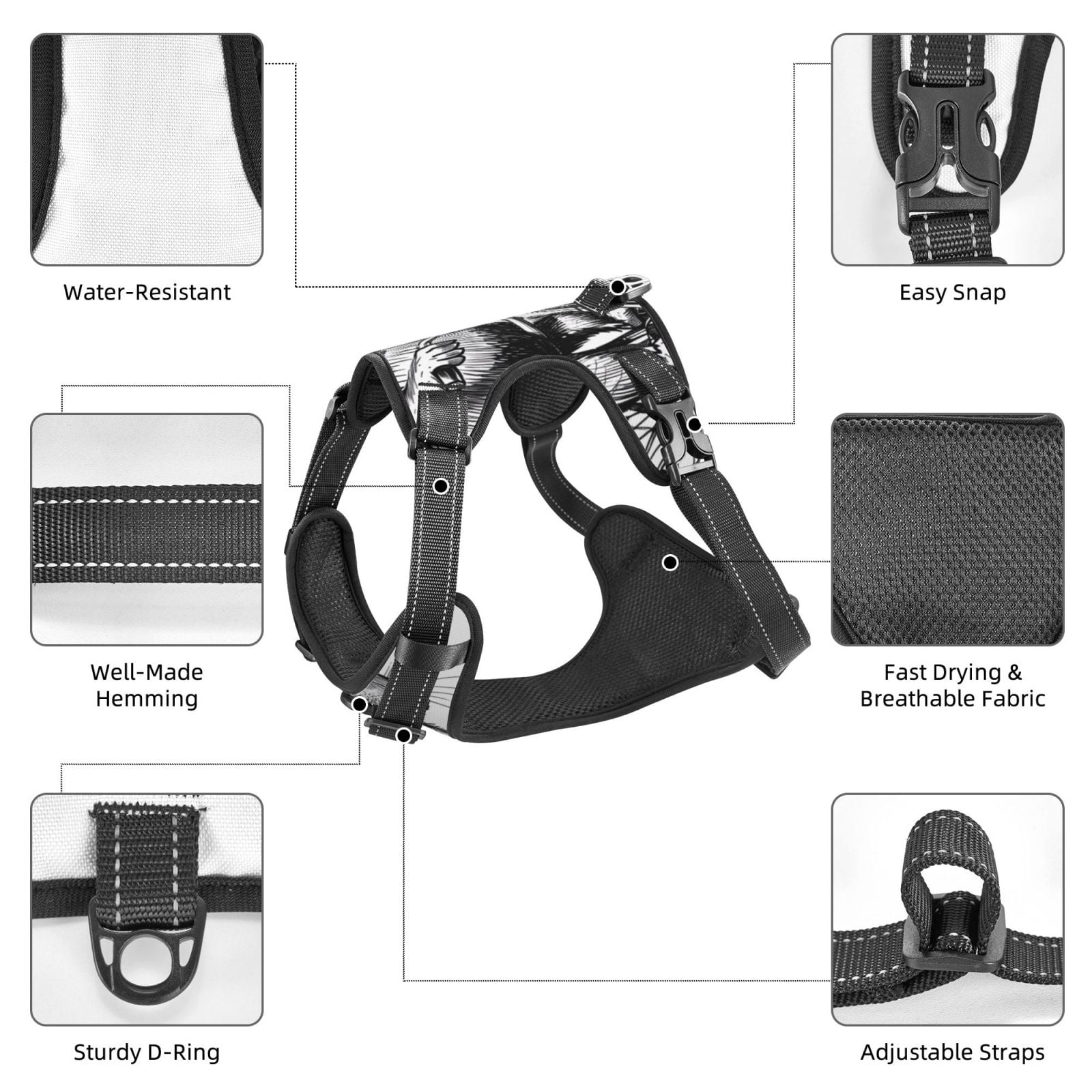 Vsdgher Capybara Riding Bicycle Dog Harness, No-Pull Pet Harness, Dog Vest, Pet Vest for Small to Large Dogs-Large