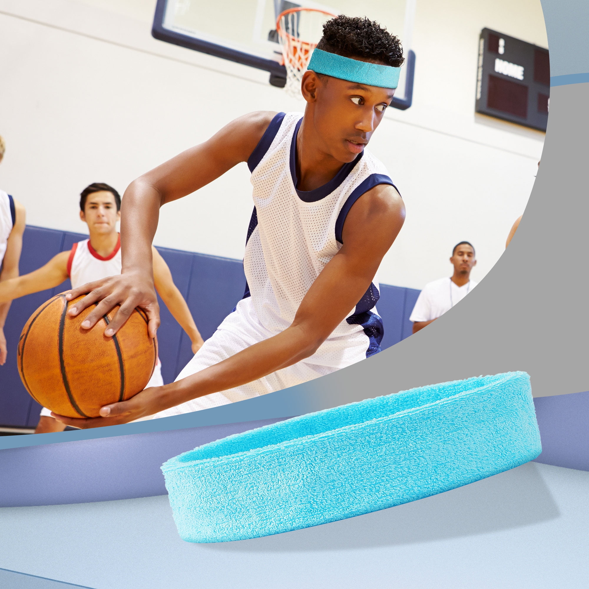 Unique Bargains 2 Pcs Sky Blue Sweatbands Sports Headband Mens Sweatband