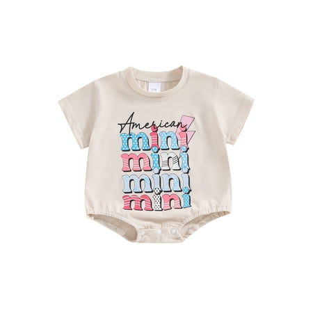 

RSRZRCJ 4th of July Newborn Baby Girls Boys Romper American Print Short Sleeve Summer Bodysuit for Independence Day