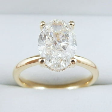 2Ct Oval Cut Lab Grown Diamond (VVS1/GH) 14K Yellow Gold Solitaire Ring Fine Jewelry for Women Gifts