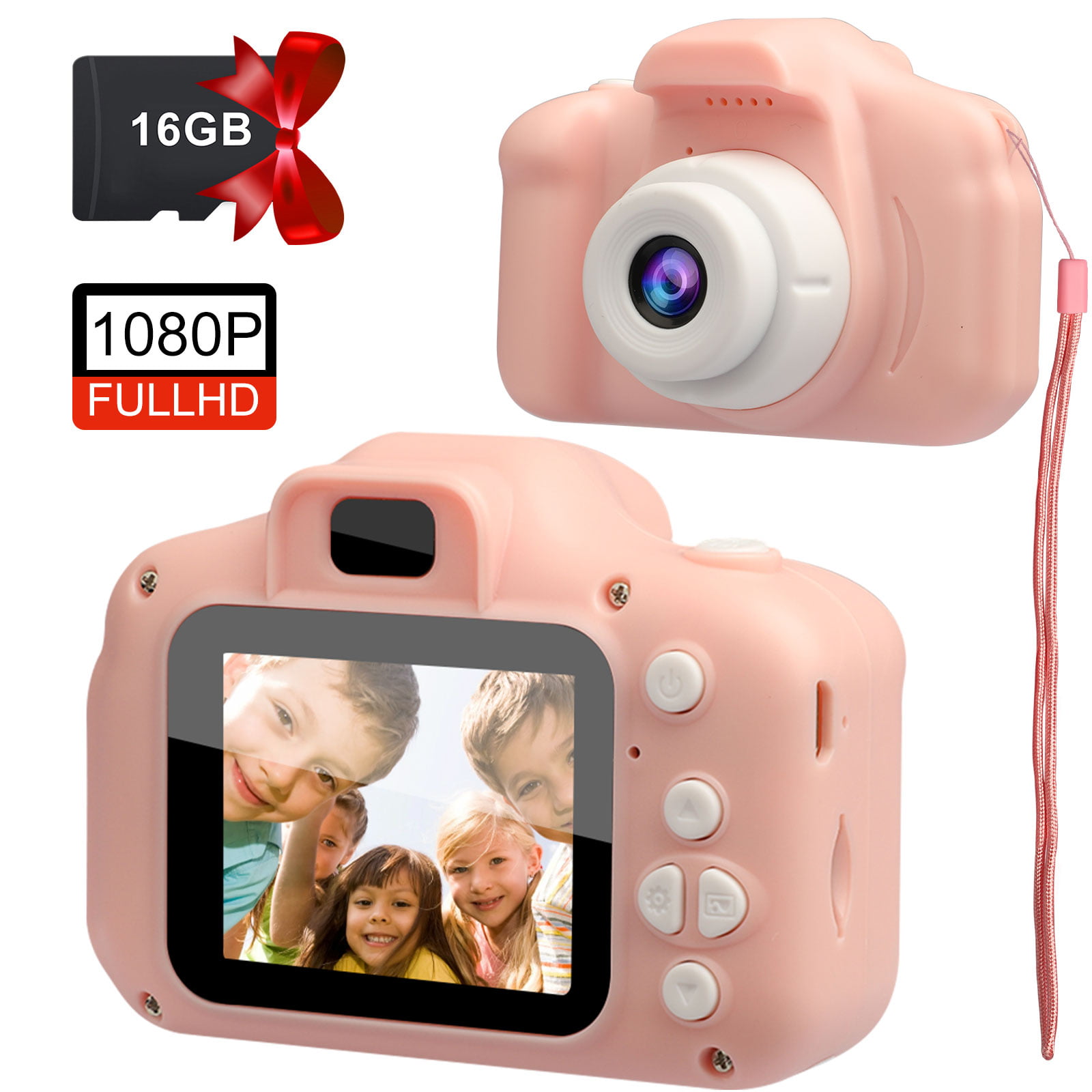 1080p Anti-drop Kids Digital Camera with 32G Memory Card, Kids Camera 