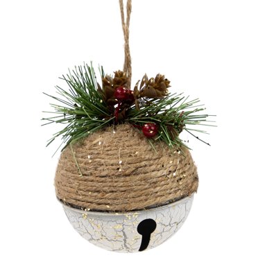 Youshe 24Pcs Rustic Acorn Jingle Bells With Faux Pine Picks Red Berry