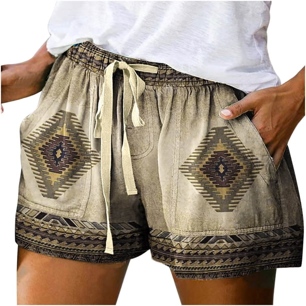 Pantalones cortos casuales de verano de cintura alta de color sólido para mujer Pompotops ulkah937822