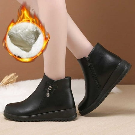 

Bnwani Men Shoes Flash Deals Flat Heel Boots Ziper Snow Velvet Warm Thick Ankle-High Black Boots 35-40