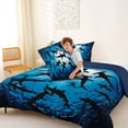thumbnail image 4 of jejeloiu Deep Ocean Shark Full Size Comforter Sets,Silhouette Print Bedding Comforter Set For Boys,Blue Black,Navy Blue Reversible,3 Pieces,1 Comforter and 2 Pillowcases, 4 of 7