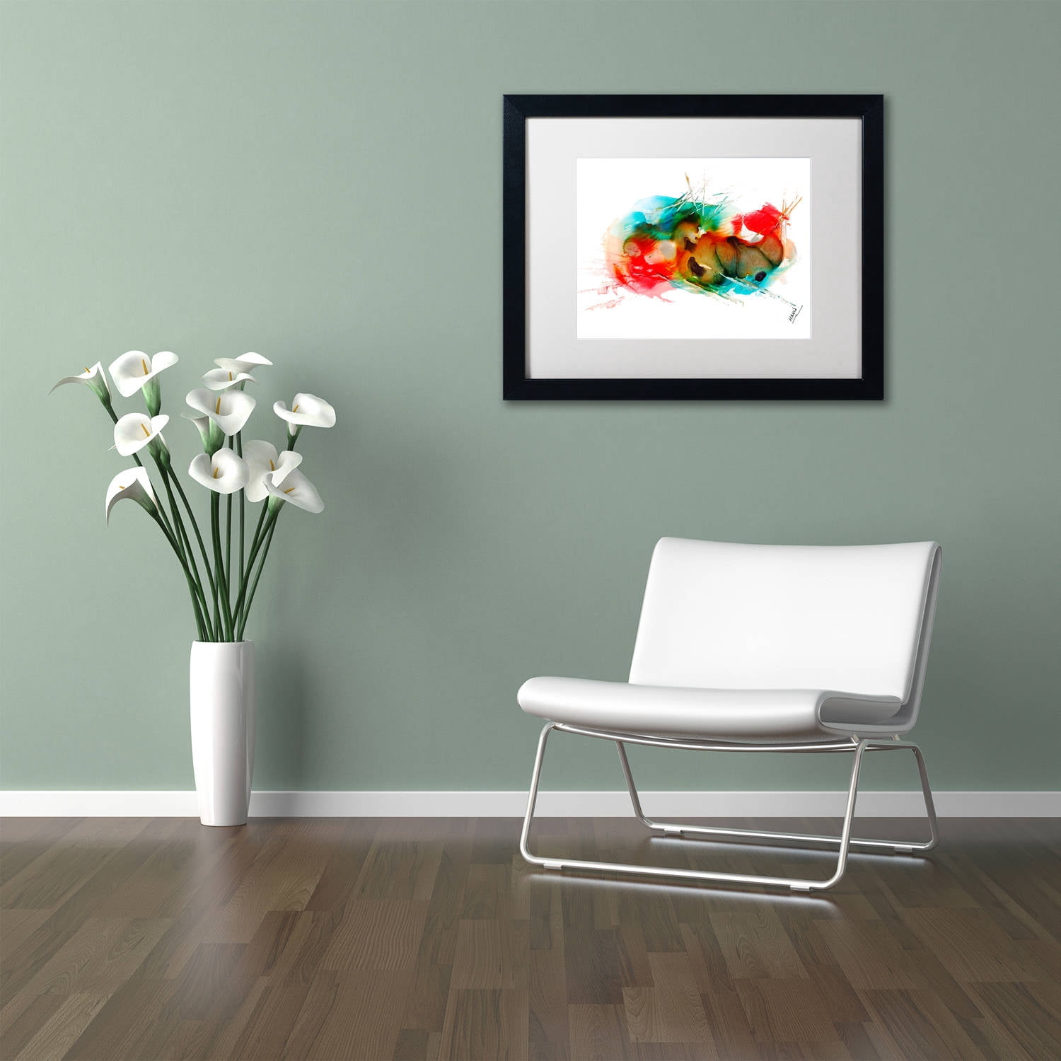 Trademark Fine Art "Abstract 01" Canvas Art by Mako, White Matte, Black Frame