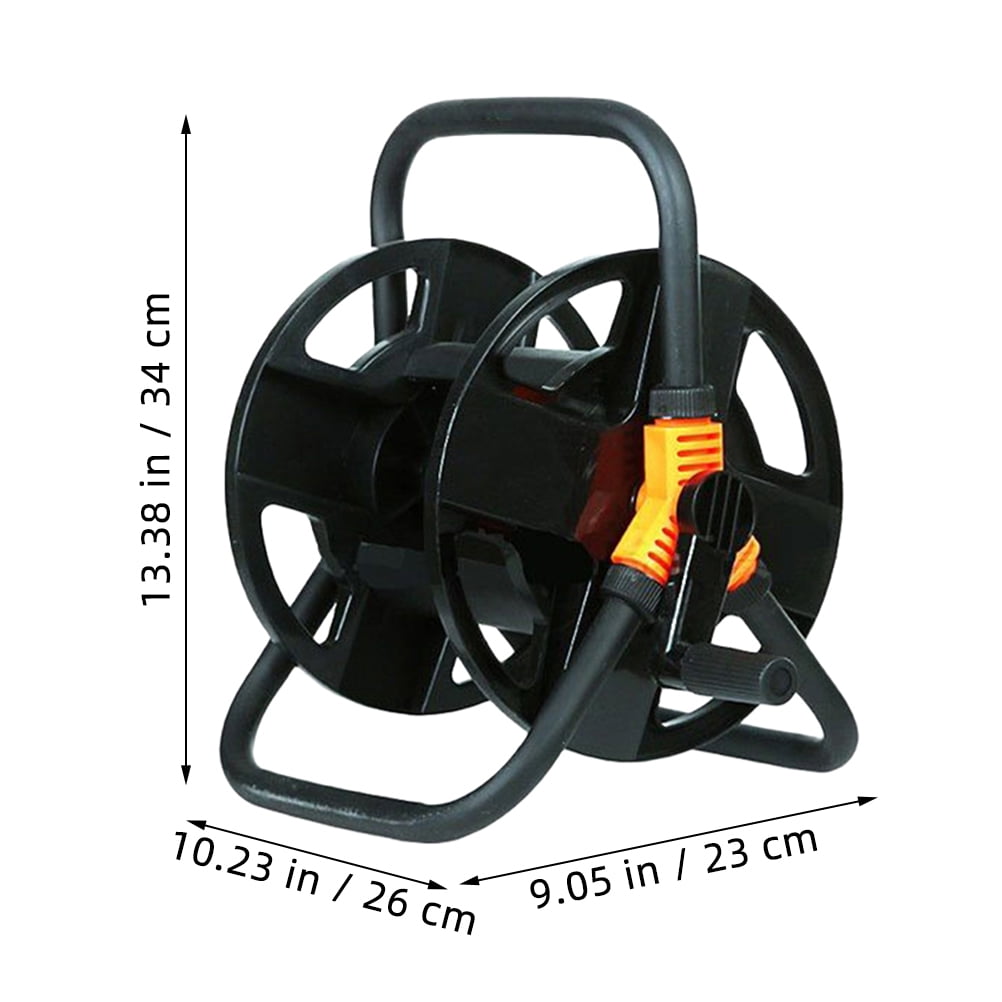 Raindrops Black Metal Garden Hose Reel Cart with Compact Space-Saving Design and Easy Setup for Outdoor Watering