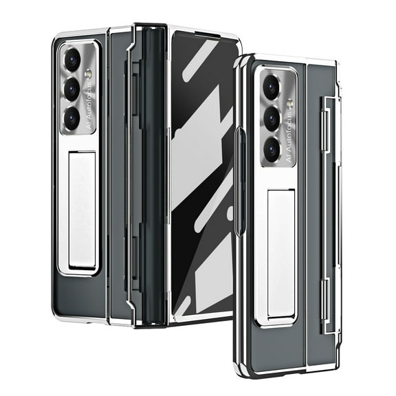 Kickstand Case for Samsung Galaxy Z Fold 7 with Hinge Protection, Screen Protector Wireless Charging Anti-Fingerprint Luxury Shockproof All-Inclusive Case for Samsung Z Fold 7 5G, Silver