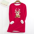 thumbnail image 2 of Sudadera de lana gruesa para mujer, ropa interior cálida de terciopelo con estampado navideño y cuello redondo Pompotops gfhjh10849, 2 of 3