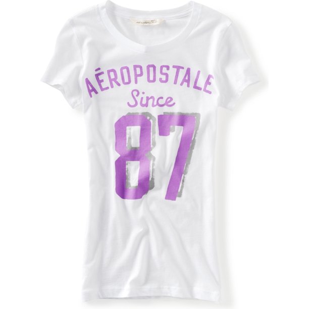 Aeropostale Womens 87 Shadow Graphic Camiseta, Blanco, X-Large Aeropostale Camiseta gráfica