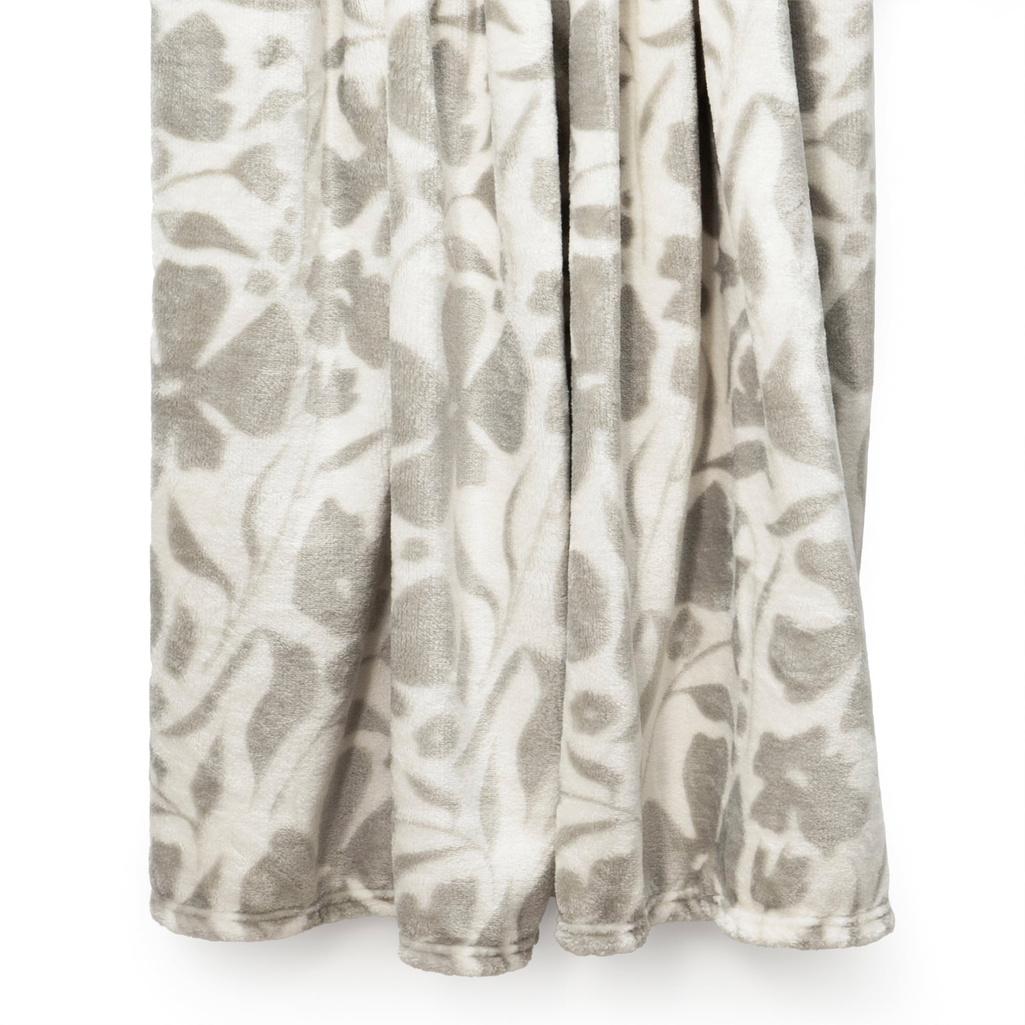 Americanflat Throw Blanket - 50x60 inch Printed Fleece - Floral Design - Lightweight Warmth - White
