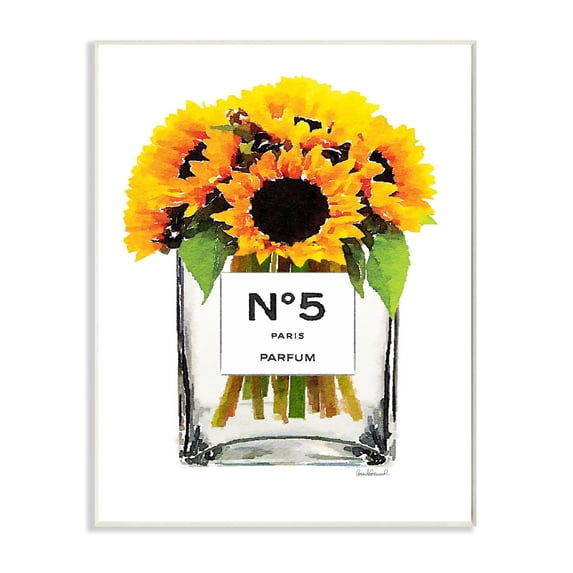 Stupell Industries Fashion Designer Flower Bottle Yellow Watercolor Wall Plaque by Amanda Greenwood