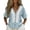 #0060-Blue, variant on Uootdi Ladies Casual Shirts Plain Hollow Out Placket V Neck Short Sleeve Linen Shirt Soft Breathable Daily Wear Blouses Gift