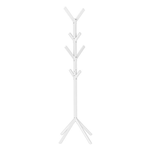 Coat Rack Hall Tree 8 Hooks Entryway 70"H Bedroom Metal White