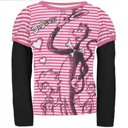 Dr Seuss Baby Clothes - Dr. Seuss - Cat In The Hat Character Striped Infant 2Fer T-Shirt