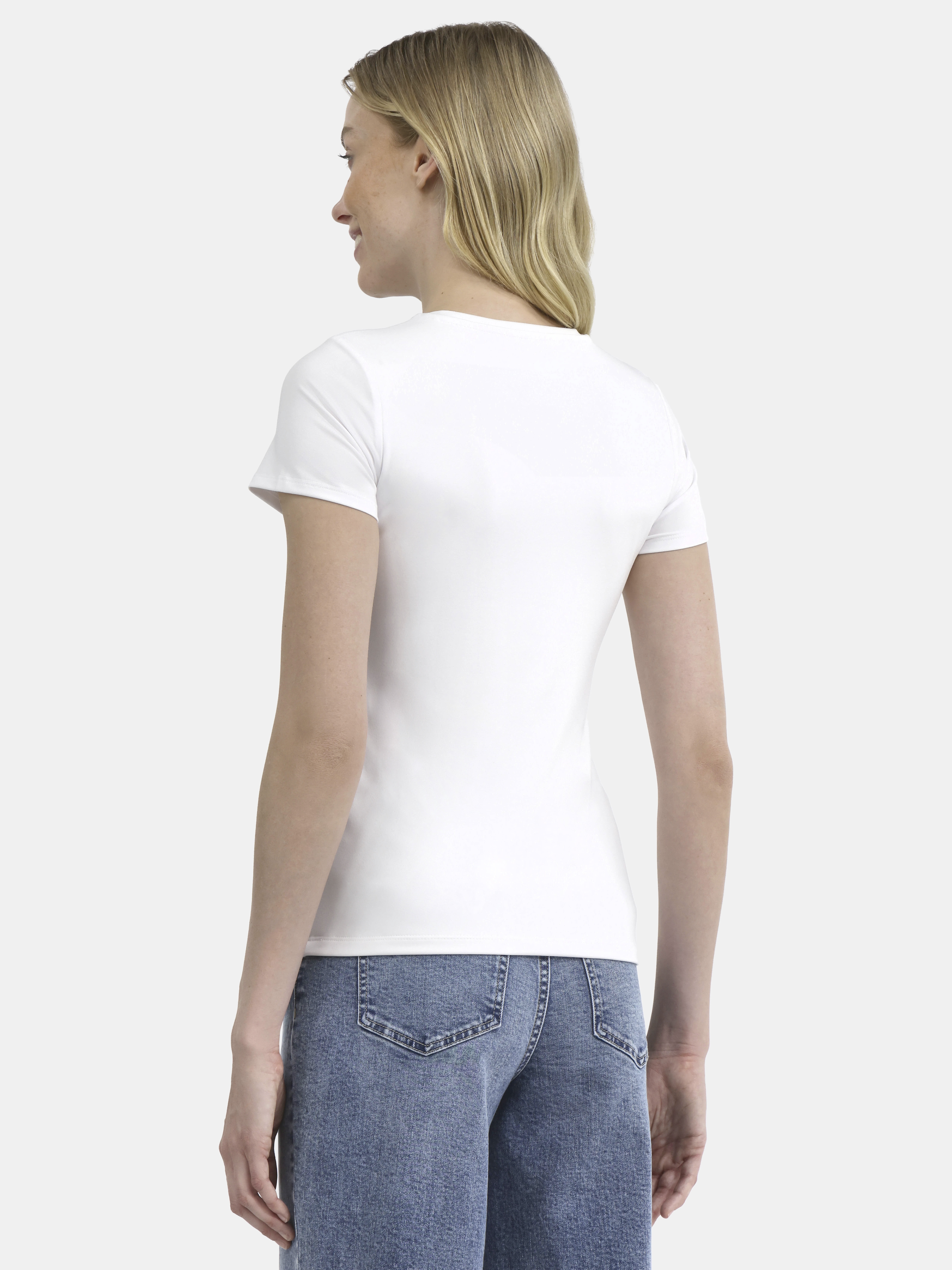 Time and Tru Women's Smoothing Tee with Short Sleeves, Sizes XS-XXXL