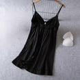 thumbnail image 5 of Lenpel Nightgown with Built in Bra for Women Lace V Neck Spaghetti Strap Sleepwear Mini Dresses Fashion Ruffle Trim House Pajama Dresses, 5 of 7