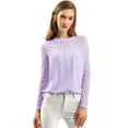 thumbnail image 2 of INSPIRE CHIC Haut à Manches Longues en Mousseline à Col Rond en Dentelle Florale pour Femme, 2 of 6
