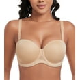 thumbnail image 6 of Exerin Women's Strapless Bras Full Coverage Underwire Multiway Convertible Plus Size Bra(32DD,Beige), 6 of 6