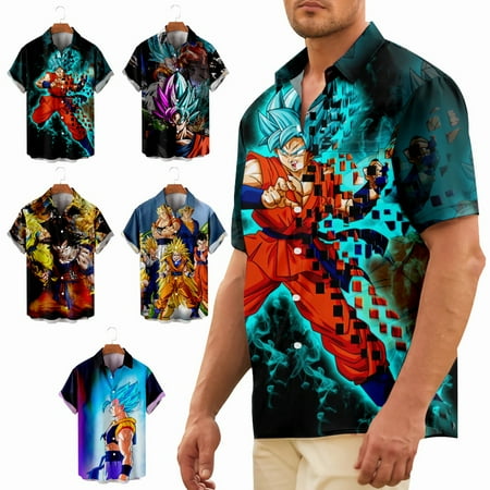

Dragon Ball - Teens Mens Short Sleeve Hawaiian Shirts with Pocket Breathable Clothing Apparel For Men