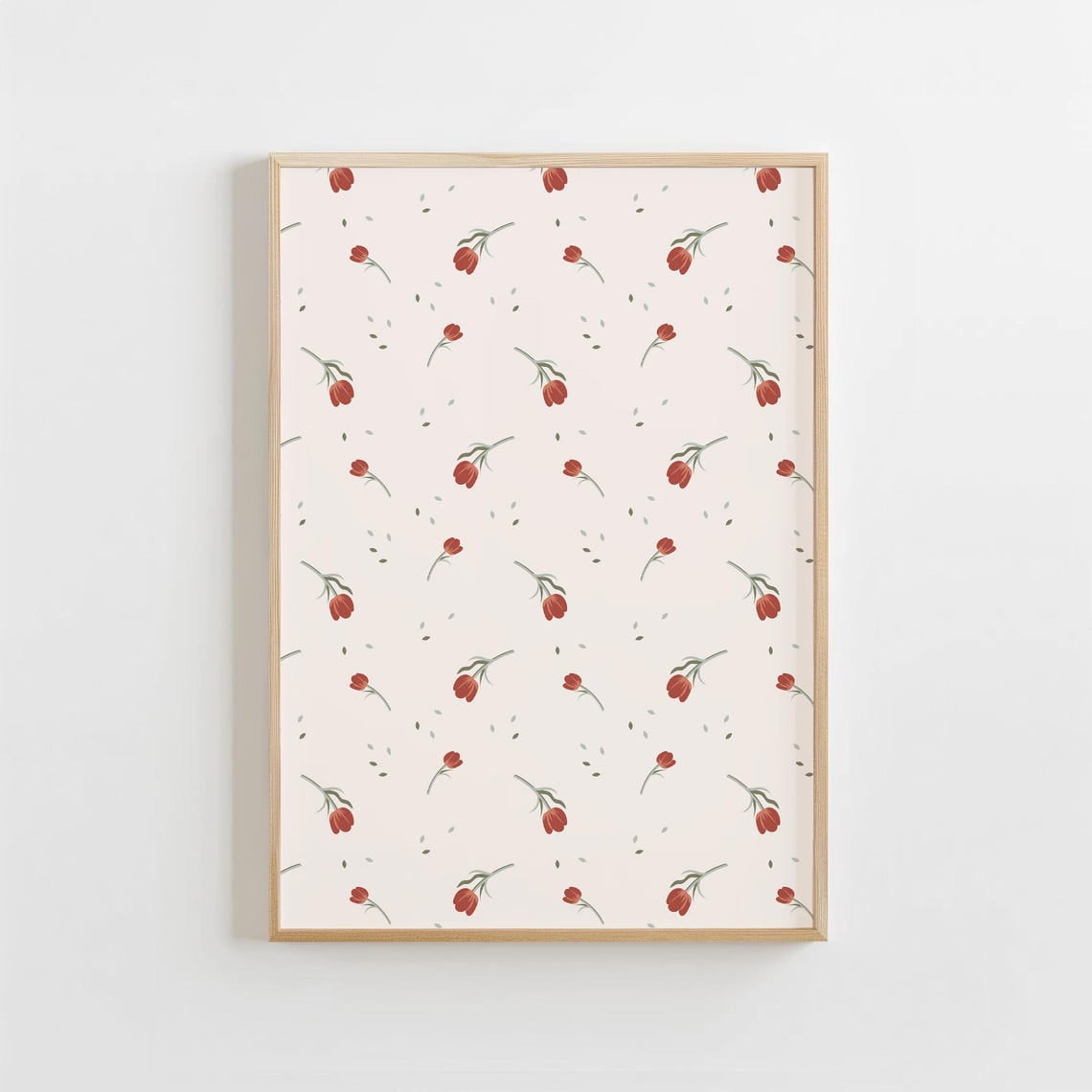 Scattered Flower Pattern Wall Art Print Neutral Nursery Decor