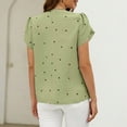 thumbnail image 4 of Mittory Women Heart Print Tulip Short Sleeve Shirt Blouse Notched V Neck Work Top, 4 of 4