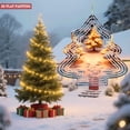 thumbnail image 2 of Metal Hanging Christmas Tree Wind Spinner - Elegant Snowflake Design for Yard & Garden Perfect Holiday Decor with Golden Glow Effect, 2 of 7