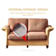 thumbnail image 3 of Upholstered Loveseat, Linen Fabric Sofa with Faux Leather Arms, Modern Small Couch for Living Room, Red Brown, 3 of 6