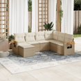 thumbnail image 1 of vidaXL 7 Piece Garden Sofa Set with Cushions Beige Poly Rattan, 1 of 5