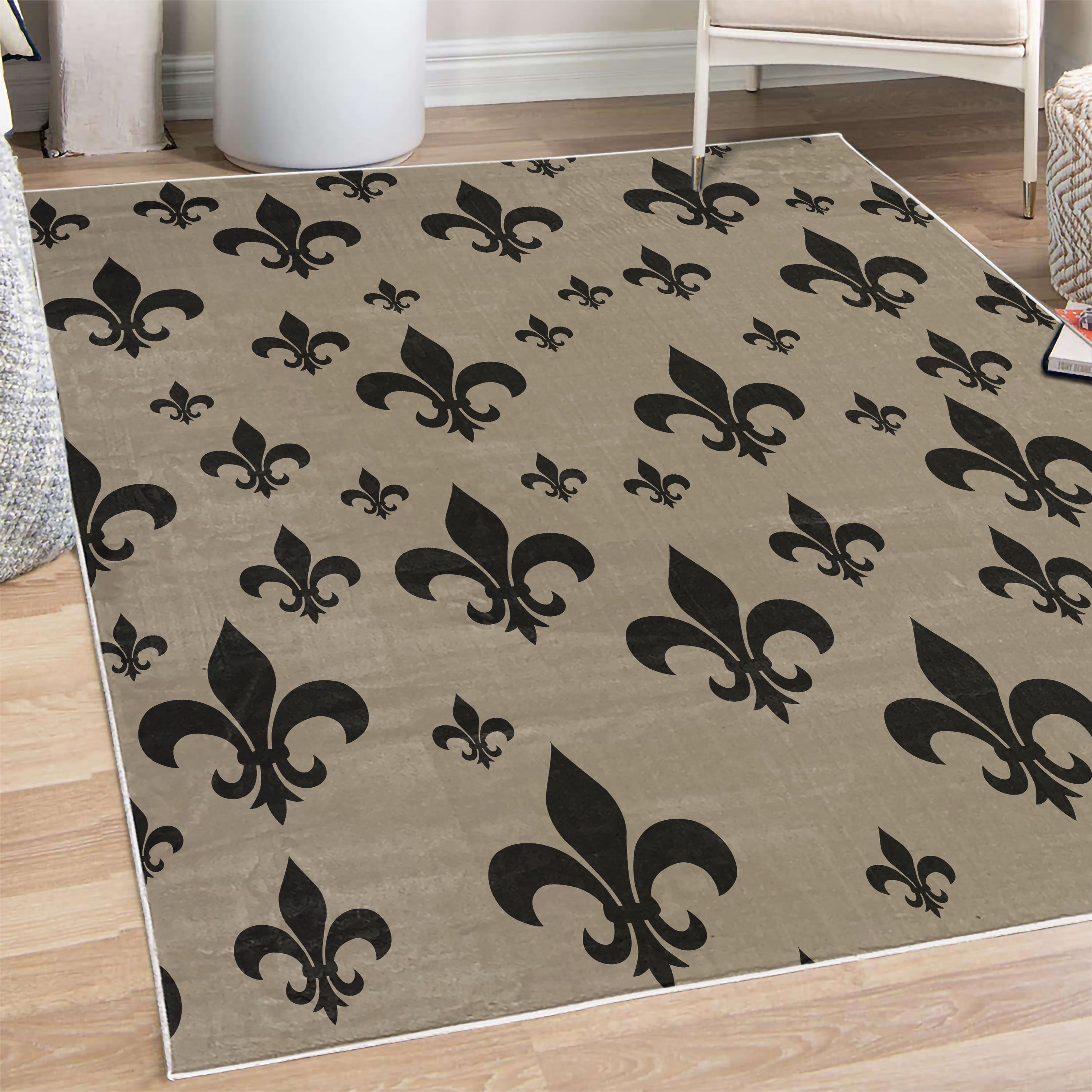 Lilly Rose Rug Fleur De Lis Decorative Rug, Lily Pattern Classic Retro Royal Vintage ...