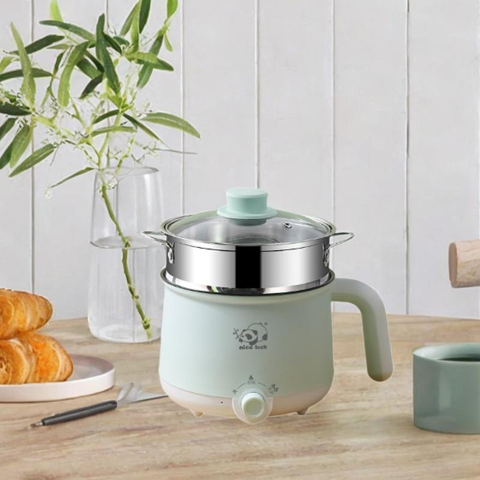 Fiocias Mini Hot Pot Electric Rice Cooker Multipurpose Nonstick Raman Cooker Portable steel steamer