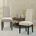 thumbnail image 4 of Vanity Art UC-6T 18 x 12 x 36 in. Upholstered Dining Chair Modern Accent Chair Living Room Armless Side Chair with Wooden Legs, Tan - 2 Piece, 4 of 10