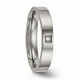 thumbnail image 5 of Solid Titanium Men's Flat Comfort Back CZ Cubic Zirconia Plain Classic Wedding Band Ring Size 10, 5 of 8