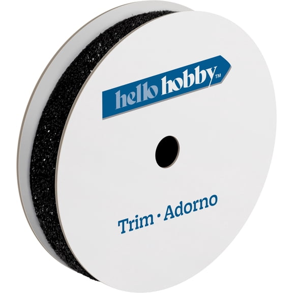 Hello Hobby Black Velvet Glitter Sewing Trim, 5/8 in x 3 yd