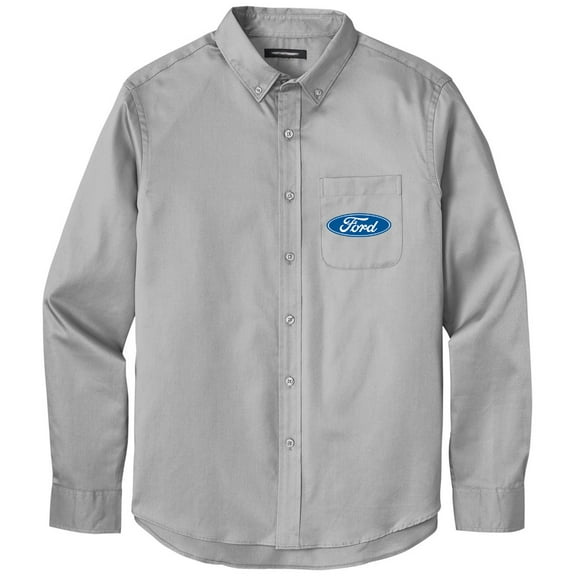 Men's FORD OVAL LOGO Twill Shirt with Pocket, 4XL Gusty Grey
