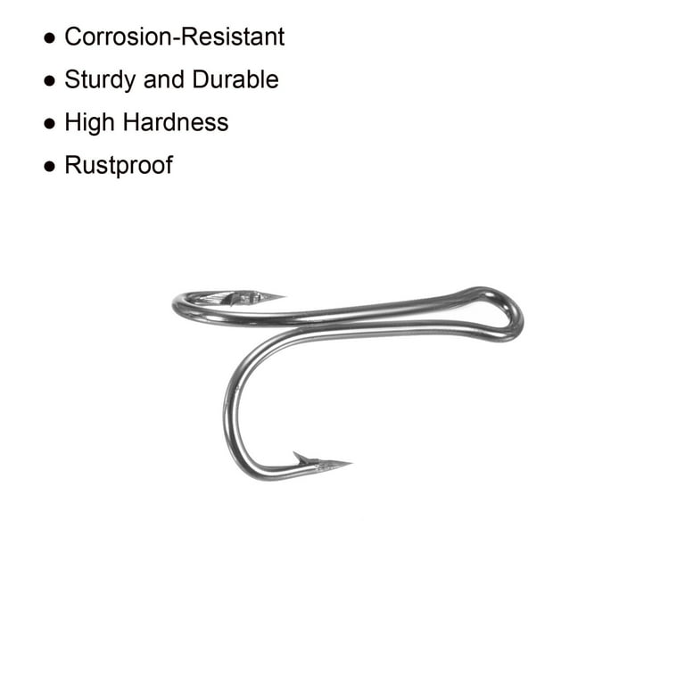 Uxcell 10# 0.55 Carbon Steel Double Fish Hooks Sharp Barbed Frog