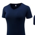 thumbnail image 3 of Womens Tops Under $10 Women's Short Sleeve Yoga Workout Shirts V Neck Quick Dry Lightweight Stretch Athletic Tops for Running Gym Tees Navy XL, 3 of 6