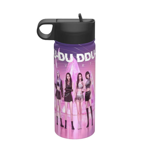 Blackpink Kids Insulated Water Bottle With Straw - 18 Oz Stainless Steel Double Wall Vacuum Cup, Leakproof, Bpa Free, Suitable For Boys And Girls