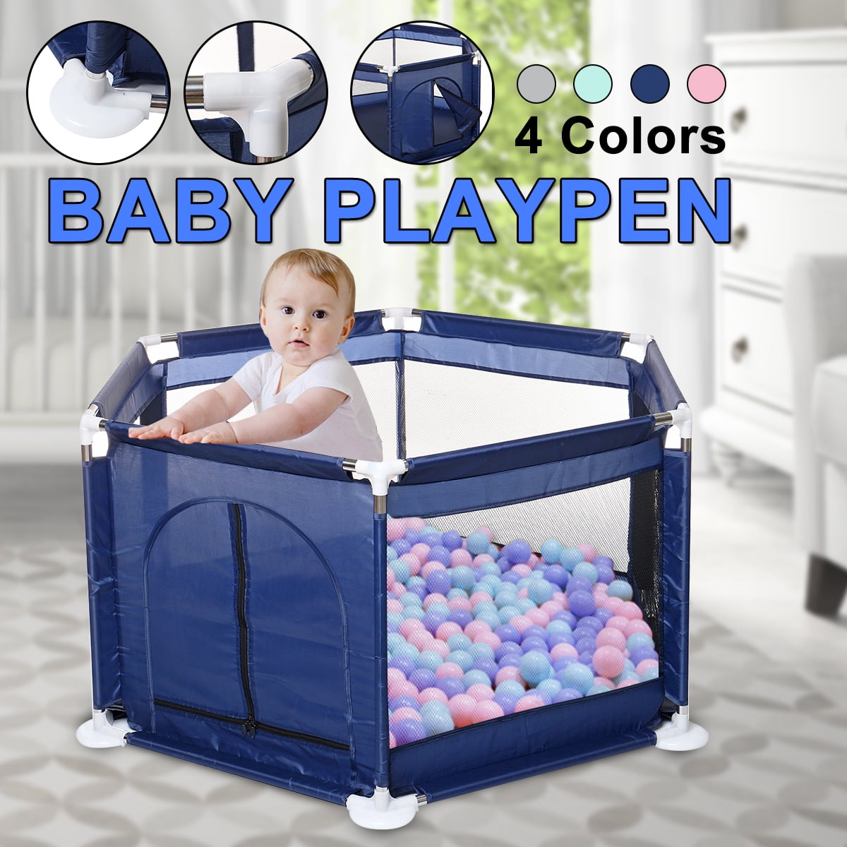 Baby Gate Play Yard Toddler Playpen For Outdoor Indoor Fence Portable 6 Panel 