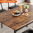 thumbnail image 4 of 5 Piece Dining Table Set for 4 with Storage Rack, 43.3 Inch Space Saving Kitchen Table with MDF Top and Metal Frame, Upholstered PU Chairs for Apartment Small Spaces, Brown Gray Black, 4 of 8